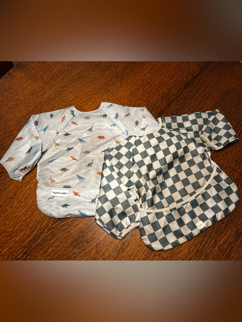 2 long sleeve toddler bibs